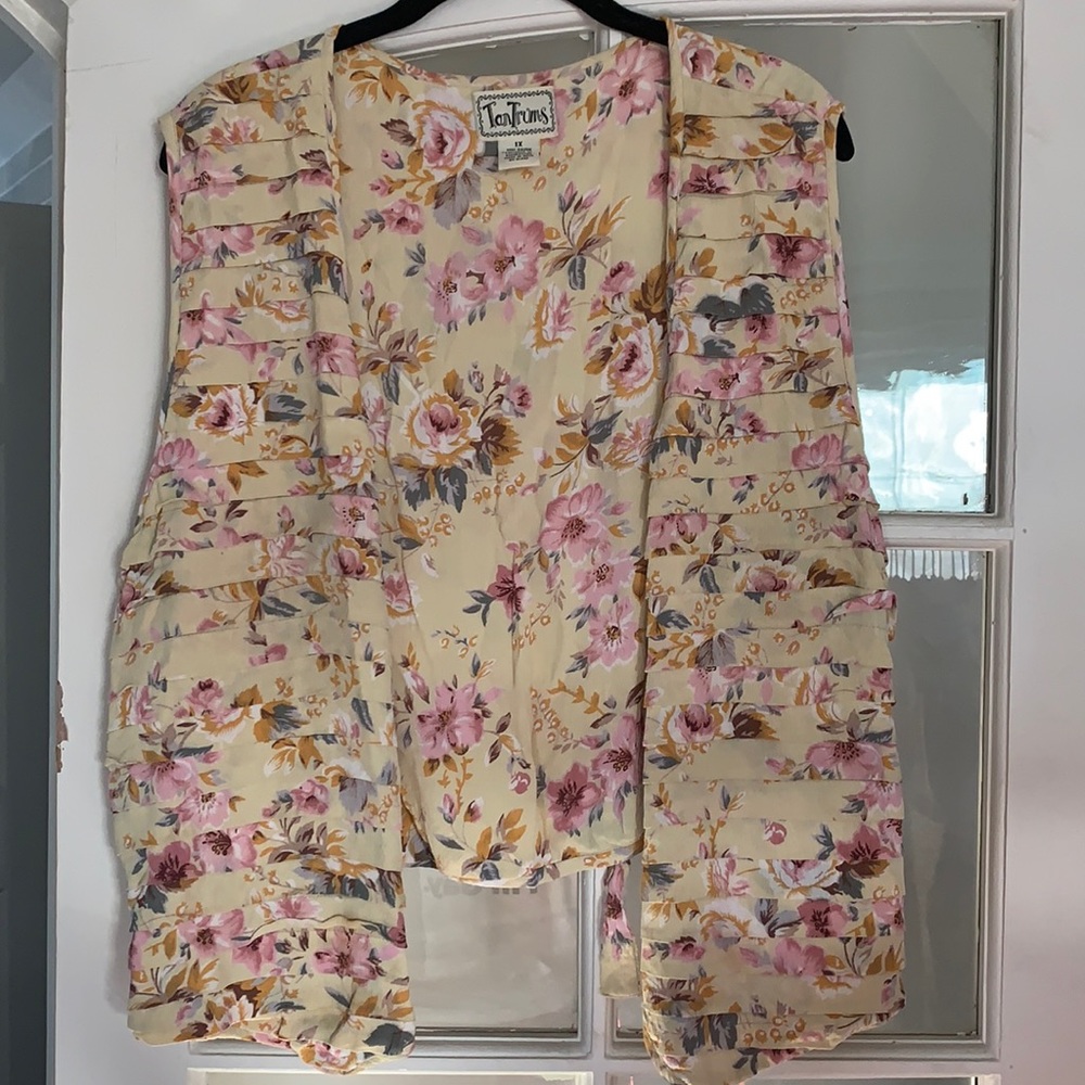 Floral Yellow and Pink Rayon Vest